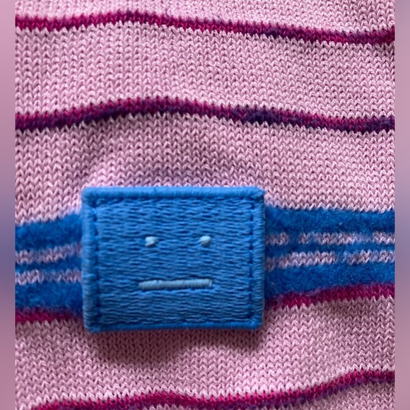 Acne Studios Nimah Striped Face Sweater Textured Cotton Wool in Pink Blue - Picture 8 of 11